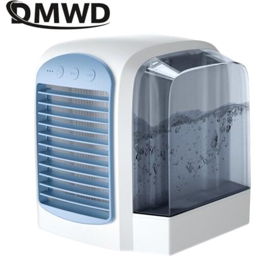 DMWD Mini Air Conditioner Portable Water cooling fan Humidifier Purifier Desktop Air Cooler Fan with Night Light for Office Home