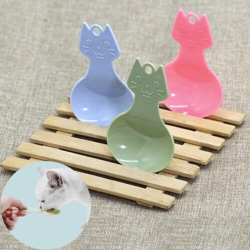 Multi-Function Pet Small Spoon Cute Plastic Food Scoop Cat Puppy Feeding Spoons Kitten Food Shovel Small Pets Drinking Feeder
