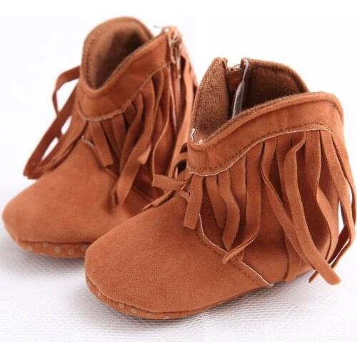 Moccasin Moccs Newborn Baby Girl Boy Kids Prewalker Solid Fringe Shoes Infant Toddler Soft Soled Anti-slip Boots Booties 0-1Year