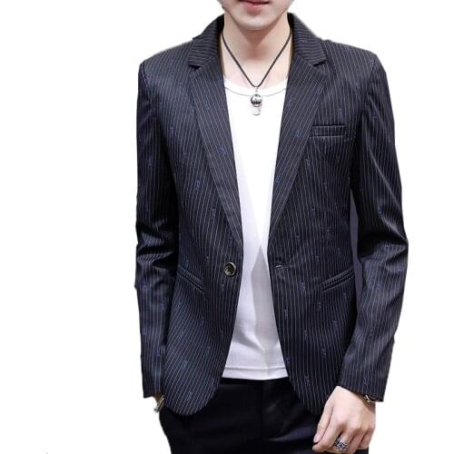 Brand Blazer Men 2020 Spring Summer Men Print Thin Blazer Style Masculino Slim Fit Luxury Wedding Dress Male Black Stripe Suits