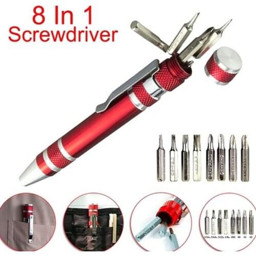 1pc 8 In 1 Repair Hand Tools Kit Multifunction Aluminum Pocket Precision Mini Screwdriver Pen
