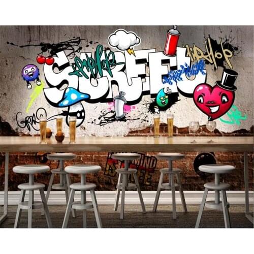Beibehang wall paper for kids room Custom photo wallpaper retro street graffiti brick wall broken restaurant background wall