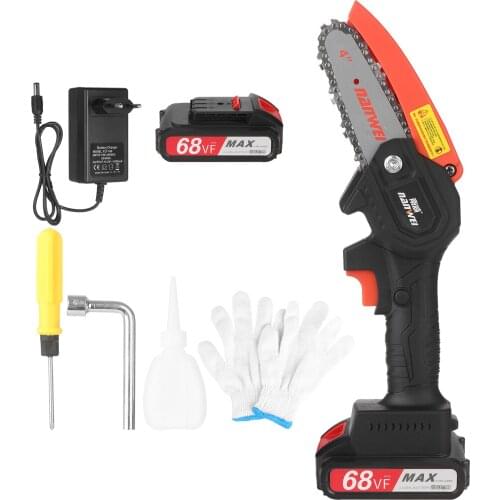 21V Cordless Chainsaw 4-Inch Electric Brush Pruning Saw 2.0A Rechargeable Lithium Battery Powered Tree Branch Pruner Pruning
