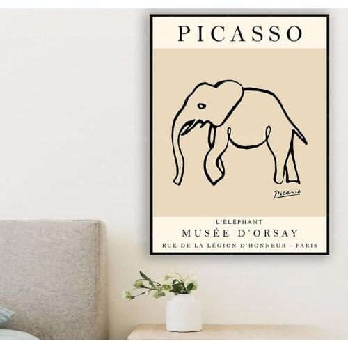 Picasso Exhibition Poster, The Beige Elephant, Picasso Print, Animal Print, Animal Art, Vintage Poster, Vintage Print, Line Art