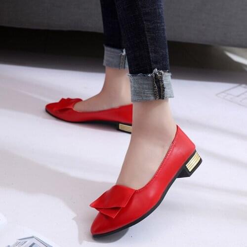 Luxury Brand Shoes Women Leather Flat Shoes Pointed Toe with Low Heels Woman Loafers Cowhide Spring OL Women Flats Shoes U19-74