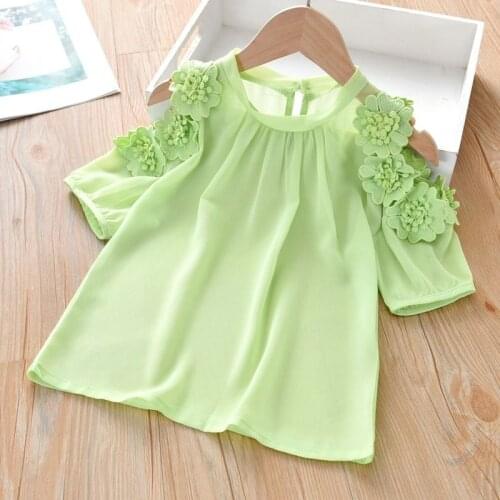 Baby Girl Shirt 4-12 Year Childrens Short-sleeved T-shirt Girls Cotton Off Shoulder T-shirt Tops Childrens Summer New Hot Sale