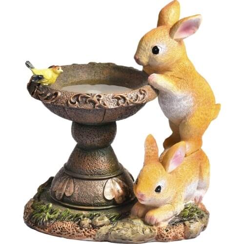 Solar Garden LED Light Solar Power Lights Rabbit Sculpture Resin Garden Birdbath For Outdoor Garden Decoration Tuin Decoratie