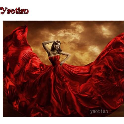Sexy Fashion Woman In Red Dress Posing Full Square Round Drill Diamond Painting 5D DIY Diamond Embroidery Rhinestones Mosaic New