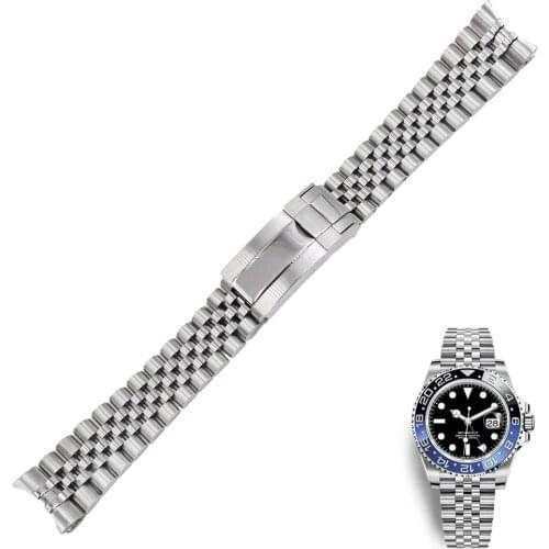 20mm Stainless Steel Replacement Wrist Watch Band watchband Strap Bracelet Jubilee with Oyster Clasp For Rolex GMT Master II