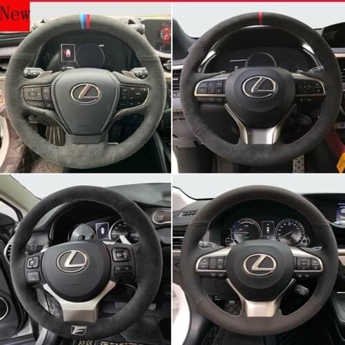 DIY Hand-Stitched Leather Suede Car Steering Wheel Cover for Lexus RX300 ES300h NX200 UX260 2020 Models Car Accessories
