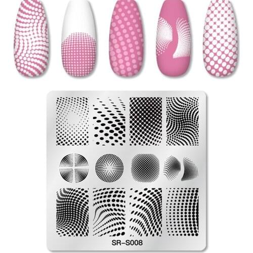 T-TIAO CLUB Dot Magic Nail Stamping Plates Striped Line Geometric Plate Round Templates Stainless Stencil Accessories Tools