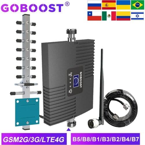 GOBOOST GSM 900 CDMA 850 2g 3g Cellular Amplifier LTE 4g 1700 1800 2600 Signal Booster UMTS 2100 MHz Repeater Antenna Cable Kit