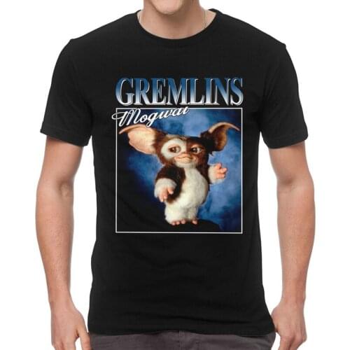 Vintage Gizmo Gremlins T-Shirts Men T Shirts Short Sleeve 80s Horror Retro Sci Fi Movie Monster Mogwai Tshirt Cotton Tee Top