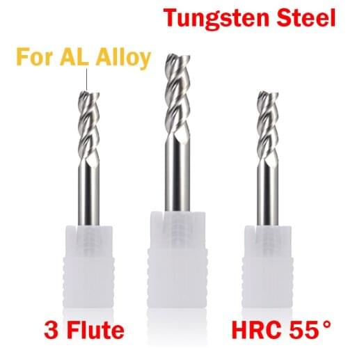 12mm 14mm 16mm OD HRC55 Tungsten Solid Carbide 3 Flute CNC Cutting Tool Flat End Mill Milling Cutter For Brass AL Alloy