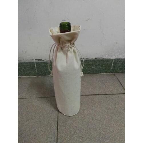 High quality canvas customized wine bottle drawstring bag cotton fabric jewelry bag wholesale custon gift bag for gift jewelry