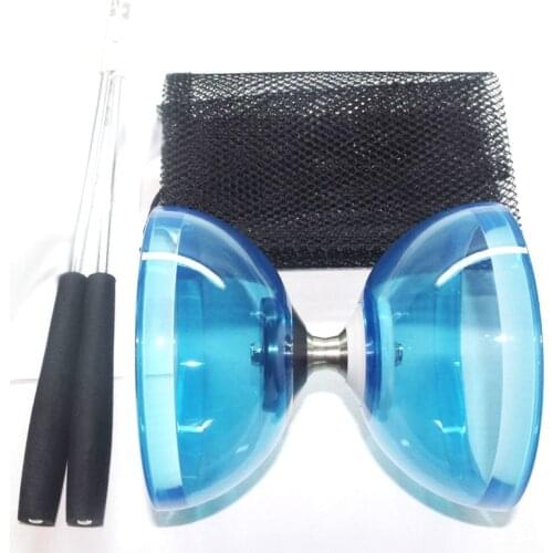 High-Quality Three-Bearing Competition-Level Double-Headed Diabolo Multiple Colour Transparent Soft Plastic YOYO Toy with Rod