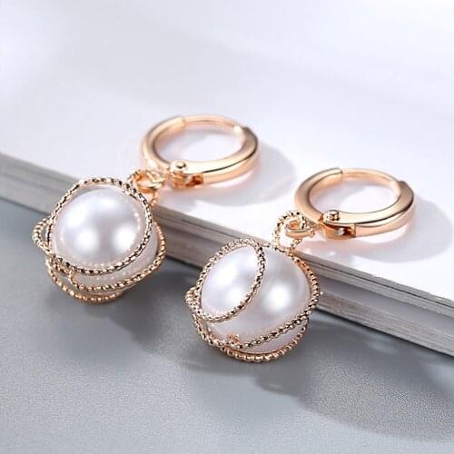 Pearl Earrings Women Pearl Earrings Female Metal Winding Earings Female Fashion Ears Jewelry Accessories kolczyki
