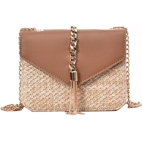 Fringed Chain Small Flap Bag For Women 2019 New Straw Crossbody Bags Ladies Summer Messenger Shoulder Handbags and Purses