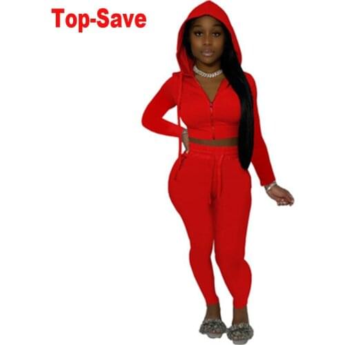 Women Set Autumn 2021 New Solid Color Hooded Zipper Sweatshirt Matching Sets Casual Workout Loungewear Ladies Two Piece Set