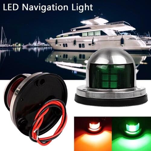 1Pair Red&Green Stainless Steel 12V LED Navigation Light Red Green Sailing Signal Light for Marine For Boat Yacht Warning Light