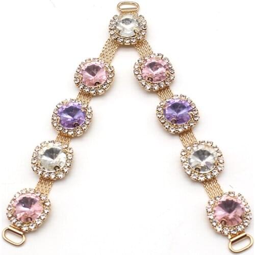 1Pcs 124MM Bikini Connectors for Clothing Decoration Rhinestone Buckle Crystal Sandal Chain DIY Hand sewing Beach Foot Shooe