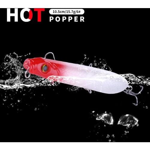 1pcs Fishing Lures 10.5cm/15.7g Topwater Popper Bait 6 Color Hard Bait Artificial Wobblers Plastic Fishing Tackle With 6# Hooks