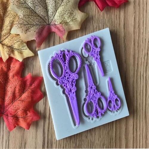 1pc silicone mold fondant mold fashion chocolate gumpaste mold Scissors cake decorating tools