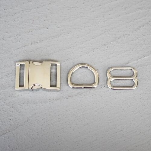 10 Sets 20mm Metal Hardware D Ring Belt Straps Slider Side Release Buckle Spring Hook For Dog Leash Harness Accessories