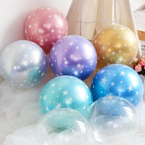10pcs double layer transparent star metal latex balloon wedding balloon happy birthday balloon baby shower decoration kids party