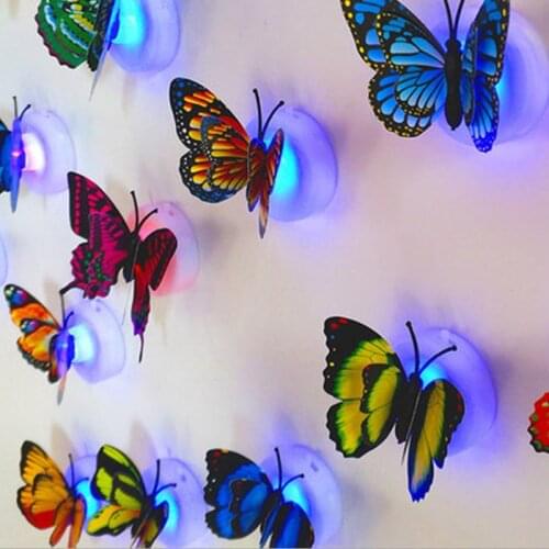 10pcs LED 3D Butterfly Wall Stickers Night Light Lamp Glowing Wall Decals Stickers House Decoration Children Room Decor Sticker