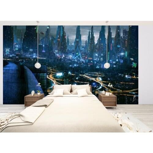Custom Size 3D Photo Mural Fantasy City Removable Wall Papers Self-adhesive Vinyl Wall Sticker Art Home Decor Mural