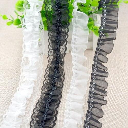 5 Meters/lot 4.5cm wide Black white gold lace bedding clothing curtain sofa sewing decorative lace DIY accessories AC956