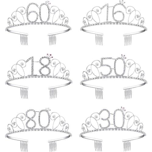 Birthday Princess Crown Crystal Tiara Head Dress Hair Accessories for Women Girls Birthday Party Supplies