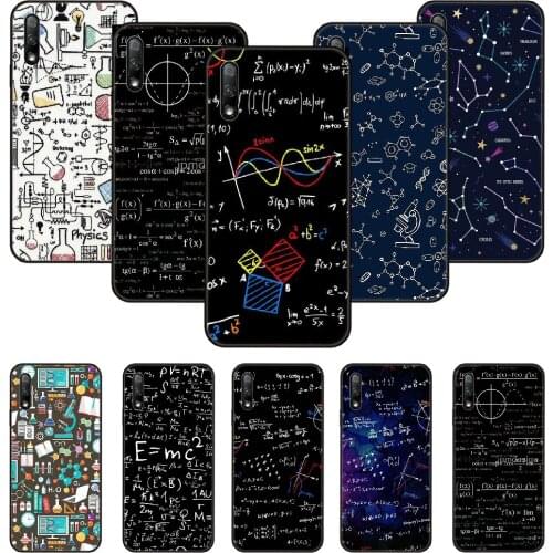 Phone Case For Huawei Honor 9X 10 9 20 8X 8A 8S 7X 7A i A Pro Play Lite Black Cover Back Soft Etui Luxury Math Chemical Formula