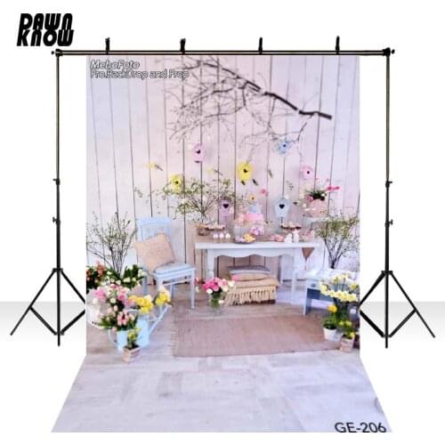 DAWNKNOW Happy Easter Vinyl Photography Background For Children Flower Polyester Backdrop For Photo Studio Props 206