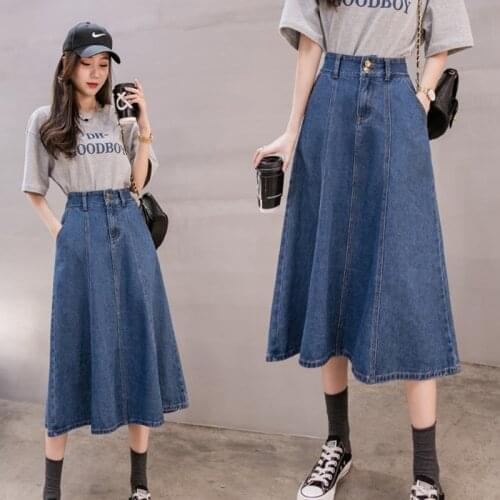 Denim Long Plus Size Oversized 5Xl Large Korean Fashion High-Waisted Vintage Summer WomenS Clothing Skirt Vetement Femme 2021