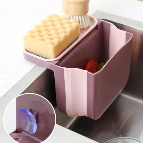 Double Suction Cup Faucet Hanging Sink Kitchen Waste Drain Basket Fruit and Vegetable Cleaning Storage Box Sponge Rack