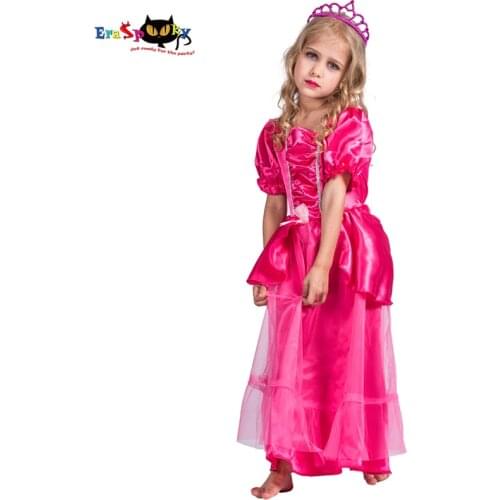 Eraspooky 4-14T Rose Red Vintage Princess Costume For Girls Birthday Party Dress Kids Fairy Tale Cosplay Christmas Fancy Dress