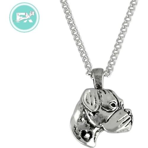 G.SKY (Buy One Get One More for Free) Dog Necklace Handmade Boxer Necklace Embossed Pendant Jewelry Golden Colors Plated