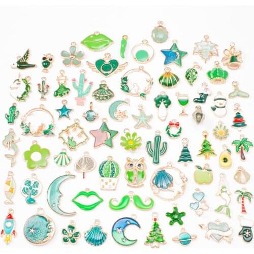 Hot-selling 50 random 20-30 models of mixed color size 6-color alloy metal KC gold drop oil pendant pendant suitable for DIY b