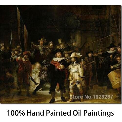 Large size Rembrandt van Rijn famous Paintings The Night Watch art canvas reproduction High quality Hand painted Wall decor