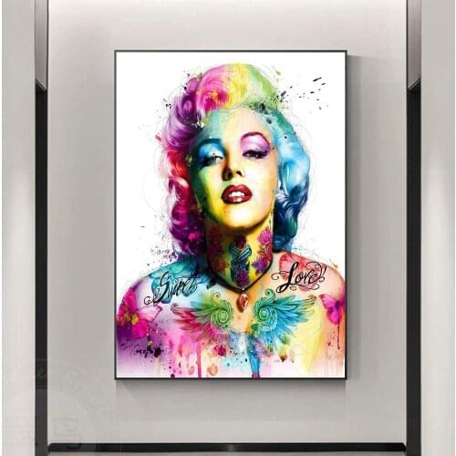 Classic Star Poster Monroe Sexy Woman Canvas Painting Color Graffiti Street Art Wall Pictures On Interior Living Room Home Decor