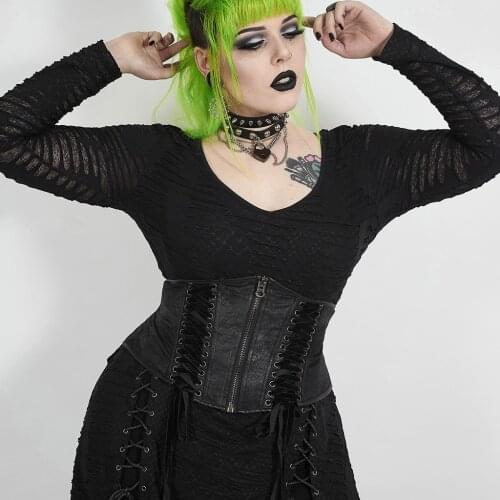 PUNKRAVE Womens Gothic Skinny Corset Punk Style Handsome Fashion Adjustable Eyelet Wearing Rope Clothins Girdle