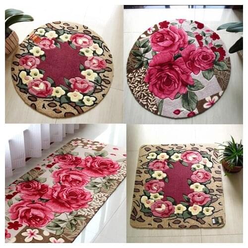 LIURomantic Floral Room Floor Mats Sweet Rose Print Carpets Living Room Modern,Designer Shabby Style Flower Rug Decorative