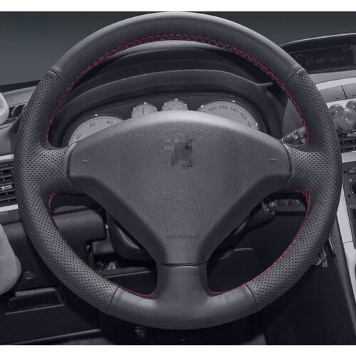 Car steering wheel cover hand-stitched leather grip cover Safe Non-Slip wear-resistant For Peugeot 308 408 508 3008 4008 5008