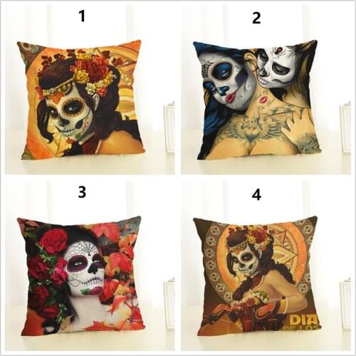 Beauty Skull Cushion Covers 45x45 cm Polyester Square 1 Piece Throw Pillow Cover for Chair Car Sofa Fashion Pillowcase Decor