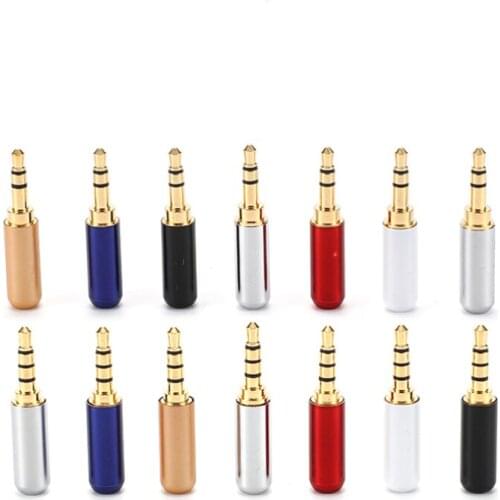 1Pcs mobile phone earphone repair DIY plug 3.5mm three-four-section stereo dual-channel cable control microphone male and female