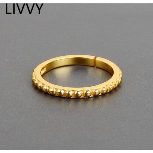 LIVVY Minimalist Silver Color Simple Geometric Narrow Rings For Women Irregular Dots Exquisite Adjustable Jewelry