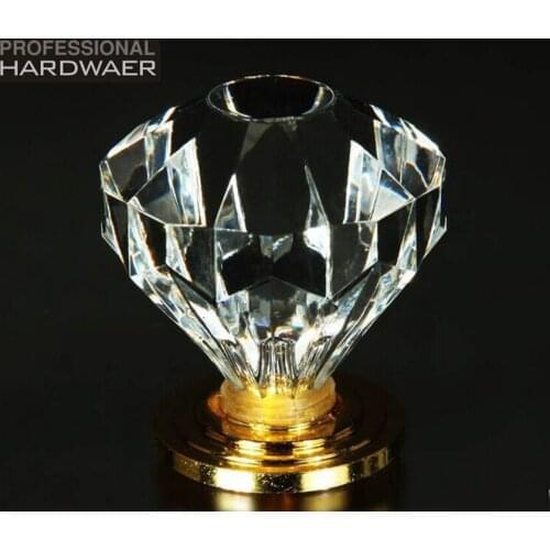 Fashion luxury diamond furniture decoration knob k9 crystal drawer cabinet handle knobs gold silver brass base dresser cupboard