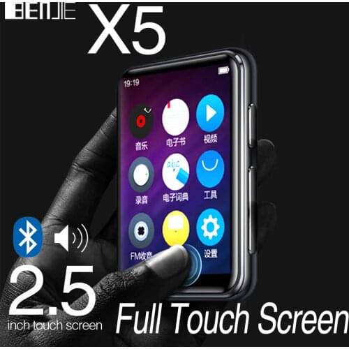 BENJIE X5 Full Touch Screen Bluetooth MP3 Player 8GB 16GB Music Player With FM Radio Video Player E-book Player MP3 With Speaker
